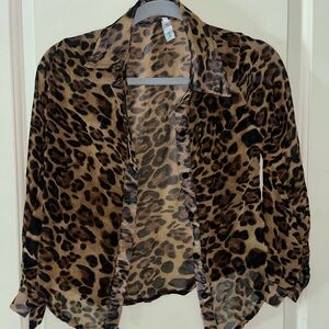 Leopard Print Sheer Women's Top